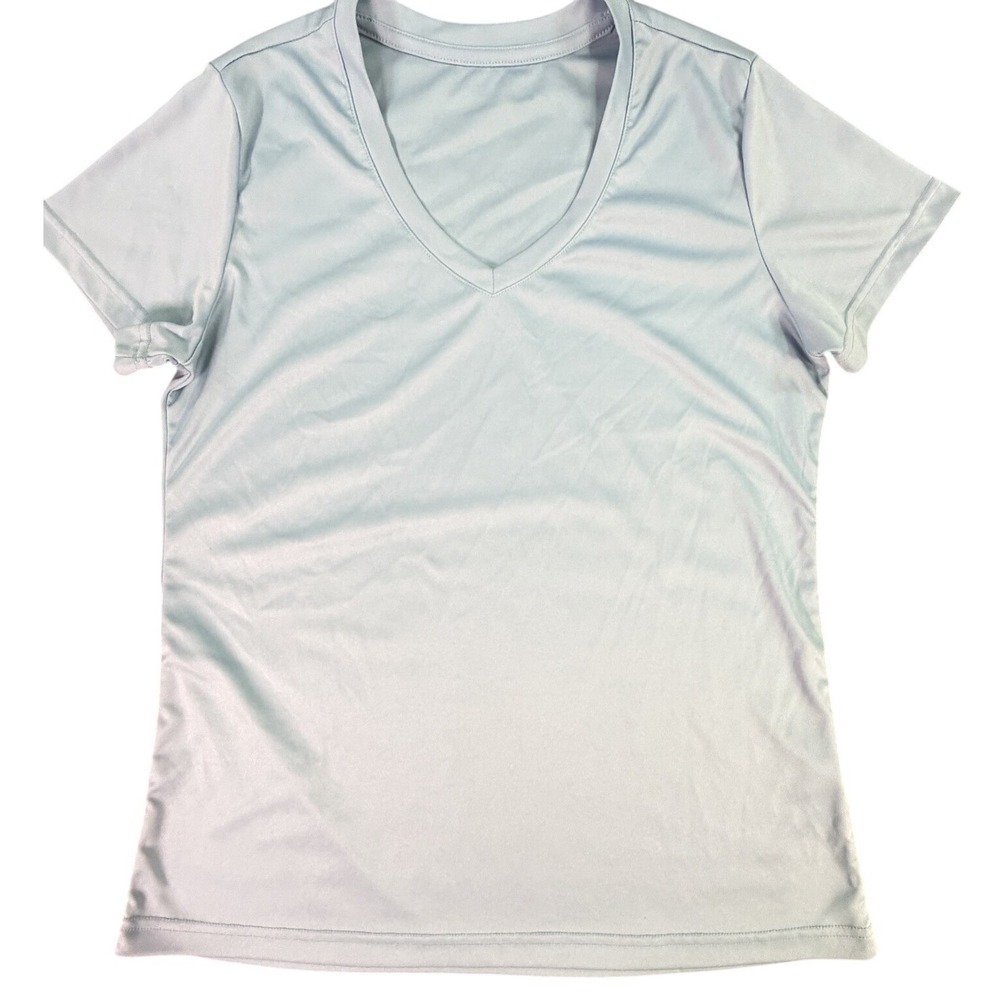Womens‎ Performance V Neck Short Sleeve T Shirt Light Blue Athletic Top M